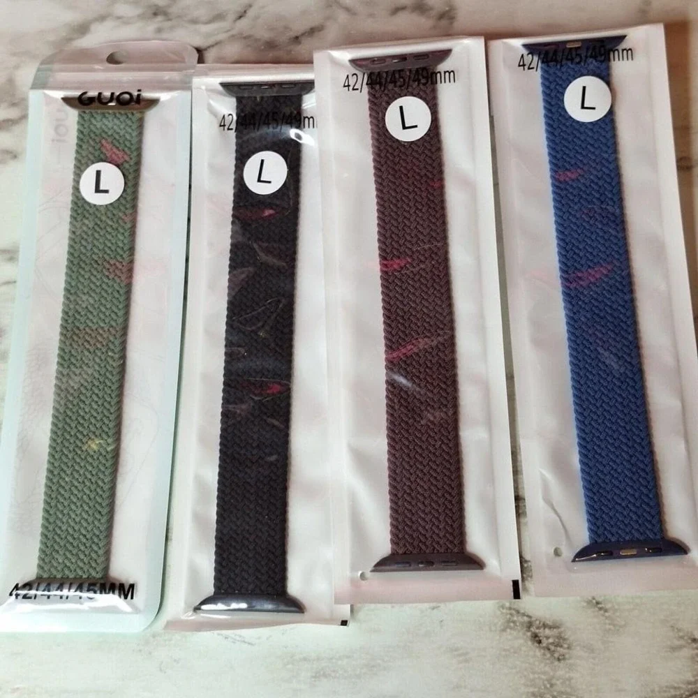 Lot of 8 Unisex Braided Stretch Watch Bands 42-44mm (L) New in package‎